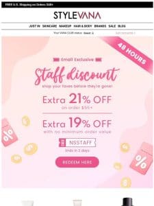 LAST CALL: EXTRA 21% OFF!