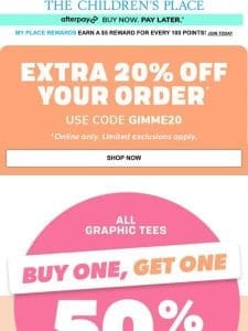 [LIMITED TIME] ALL GRAPHIC TEES – BUY one， GET one 50% OFF!