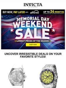 LOWEST PRICES Of The Season MEMORIAL DAY SALE