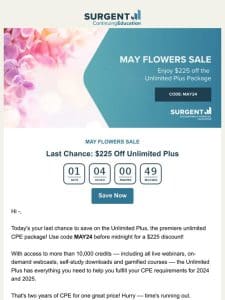 Last Call: $225 Off Unlimited Plus ends today