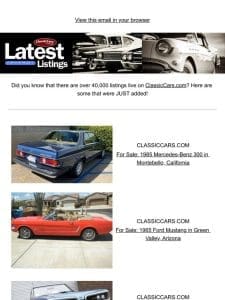 Live and ready to go from ClassicCars.com!