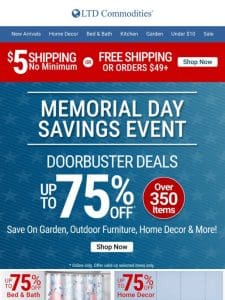 Memorial Day Doorbusters + New Arrivals!