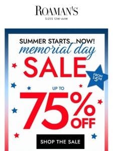 Memorial Day SALE: Up to 75% Off + Extra 60% Off Best Sellers!