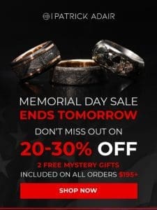 Memorial Day Sale Ends Tomorrow!