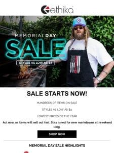 Memorial Day Sale Sale Starts NOW!