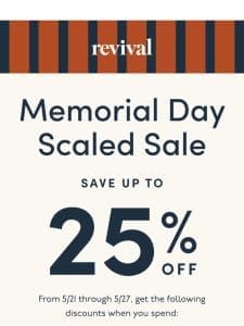 Memorial Day Sale (our biggest one yet)