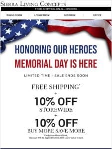 Memorial Day is Here & so are Savings!