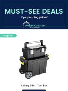 Must-See Deals – 67% OFF Rolling 2-in-1 Tool Box