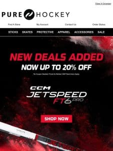 New Deals Added   Score Up To 20% Off CCM JetSpeed FT6 Pro Sticks.