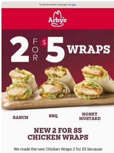 New snackable Chicken Wraps at Arby’s