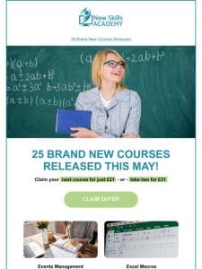 Newsletter Sale: 25 New Courses Released for May!