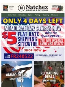 Only 4 Days Left for $5 Flat Rate Shipping Sitewide