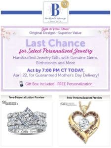 Only 4 Hours Left to Personalize These Jewelry Gifts for Mom!