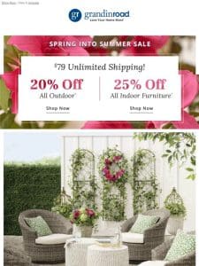 Outdoor favorites that ship fast! $79 shipping + 20% off Outdoor