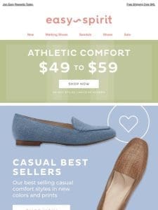 Over 100 Athletic & Comfort Styles starting at $49