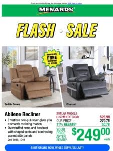 Overstuffed Recliners ONLY $249 After Rebate*!