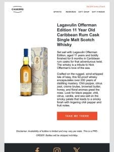 PRE-SALE   Lagavulin Offerman Edition 11 Year Old Caribbean Rum Cask Single Malt Scotch