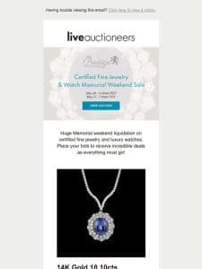 Prestige Auction Galleries | Certified Fine Jewelry & Watch Memorial Weekend Sale