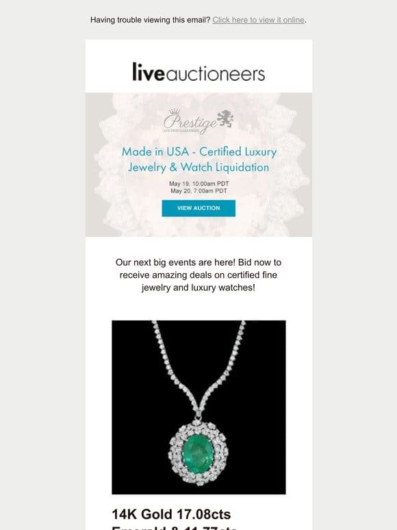 Prestige Auction Galleries | Made in USA – Certified Luxury Jewelry & Watch Liquidation