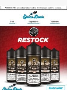 RESTOCK ALERT: Vape Craft 120mls