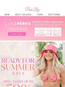 Ready for Summer Sale: up to 50% OFF 400+ styles