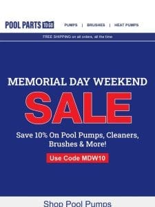 Reminder: Save 10% on pool pumps