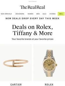 Rolex， Tiffany & more. On sale.