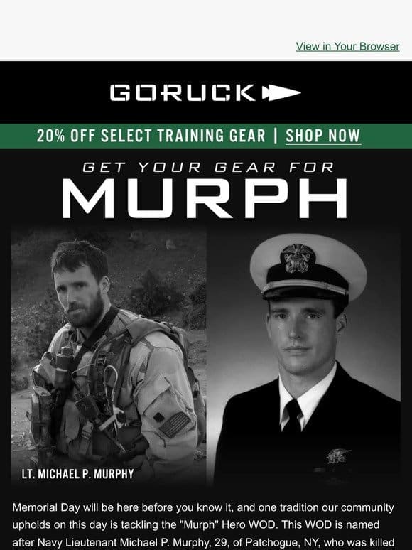 SAVE 20% on Murph Training Gear