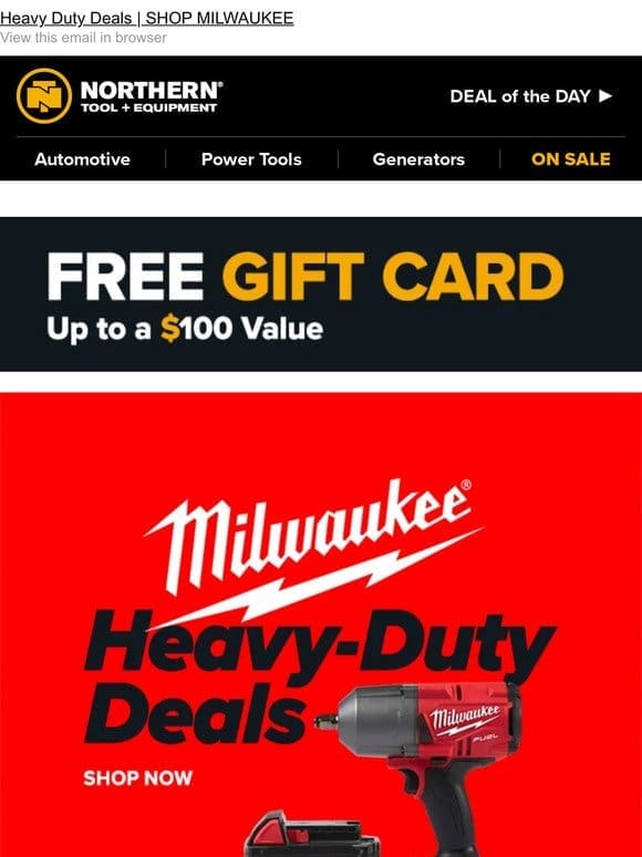 Save Up To 50% on Milwaukee + Free Gift Card Inside!