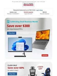 Save over $300 on select PCs & monitors to power your day!
