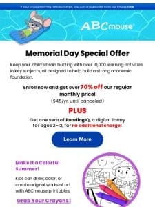 School’s Out， Learning’s In: Memorial Day Special Offer!