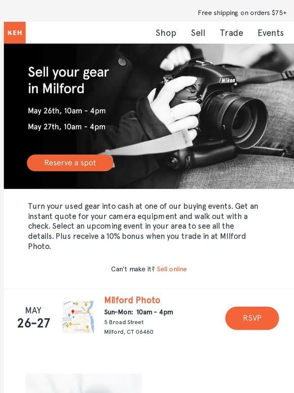 Sell your used camera gear in Milford