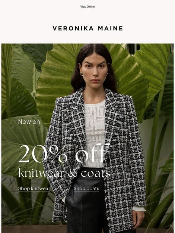 Shop 20% off knitwear & coats