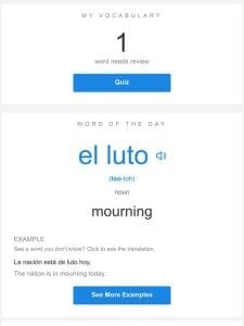 SpanishDictionary.com Daily Lesson — Review Your Words and Learn “el luto”