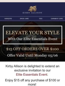 Spend $100 and Save $15 During Our Elite Essentials Event!