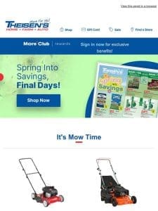 Spring Into Savings， Final Days!