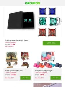 Sterling Silver Emerald， Sapphire， or Ruby Princess Cut Studs – Multiple Options and More