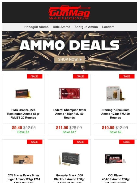Stock Up On These Ammo Deals! | PMC Bronze .223 Rem 55gr 20rd Box for $9.49