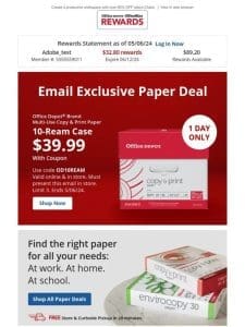 Stock up & SAVE: $39.99 Office Depot® Brand 10-ream paper!