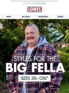 Styles for the BIG FELLA   Shop sizes 3XL–12XL* instore & online