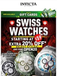 Swiss Watches From $59 +XTRA 20% OFF Select Styles ❗️