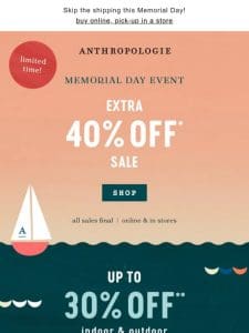 TGIF: extra 40% off SALE (+ up to 30% off home)