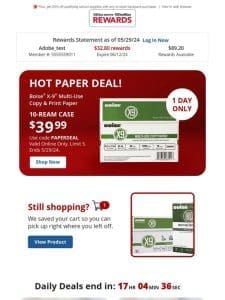 TODAY ONLY! $39.99 Boise® X9® 10-ream paper deal.