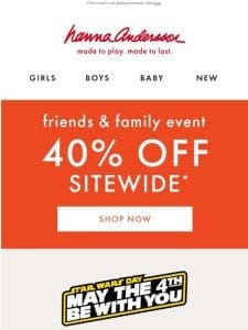 TODAY ONLY: Extra 20% OFF All Star Wars™