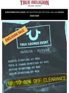 TRUE SAVINGS EVENT IS