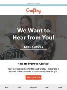 Take our quick survey， help us improve!