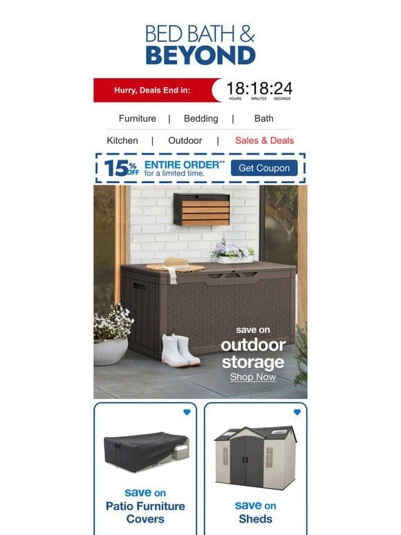 Take up to 15% off* Outdoor Organization