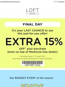 Time’s running out for Memorial Day steals!