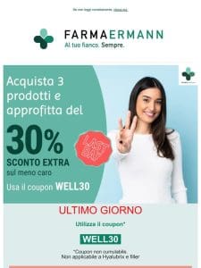 ULTIMO GIORNO! Ogni 3 prodotti –> + 30% sconto sul meno caro