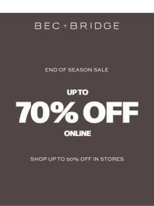 UP TO 70% OFF